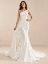 Asymmetrical One-Shoulder Satin Sleeveless Mermaid Wedding Dress