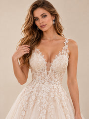 Elowen Deep V-Neck Lace Mermaid Wedding Dress with Chapel Train