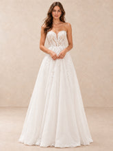 Floral Lace Sweetheart Corset A-Line Wedding Dress with Sweep Train