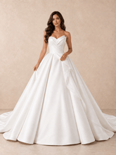 Sculpted Strapless Ball Gown Wedding Dress with Asymmetric Mikado Satin Draping