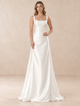 Square Neck Satin A-Line Wedding Dress with Wide Straps