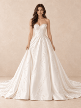 Sweetheart Satin Ball Gown Wedding Dress with Beaded Vine Embroidery
