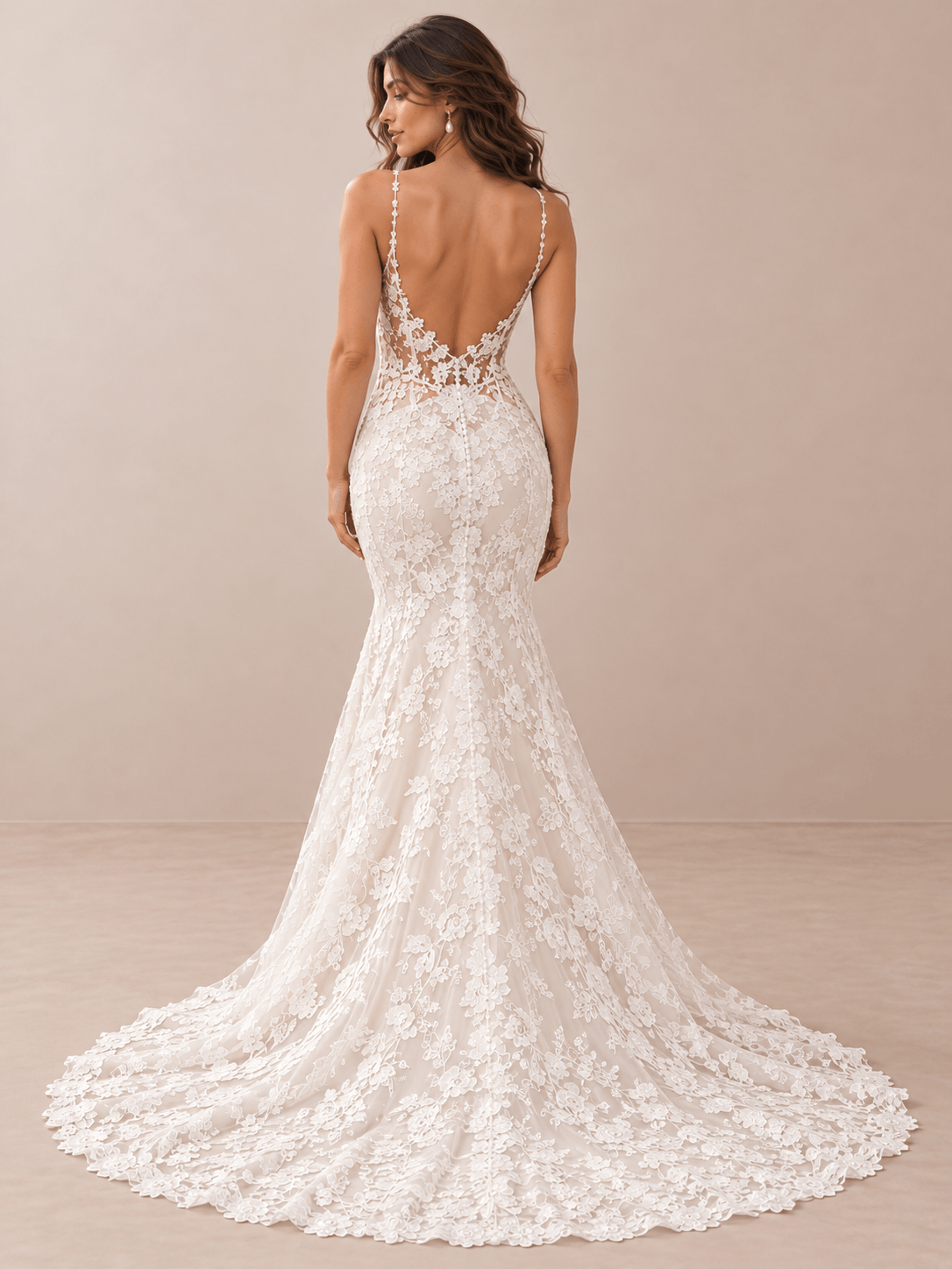Lace Appliqué Mermaid Wedding Dress with Illusion Corset Bodice