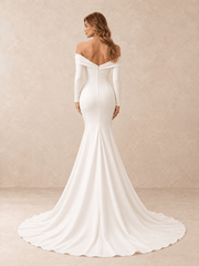 Off-the-Shoulder Long Sleeve Draped Mermaid Wedding Dress