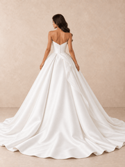 Sculpted Strapless Ball Gown Wedding Dress with Asymmetric Mikado Satin Draping