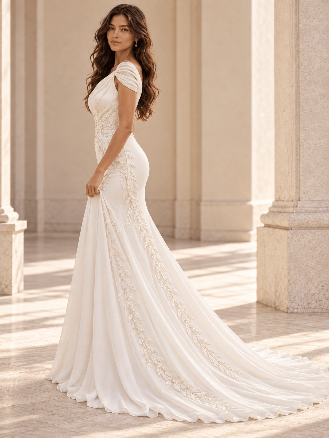 Strapless Floral Lace Appliqués Wedding Dress With Layered Tulle
