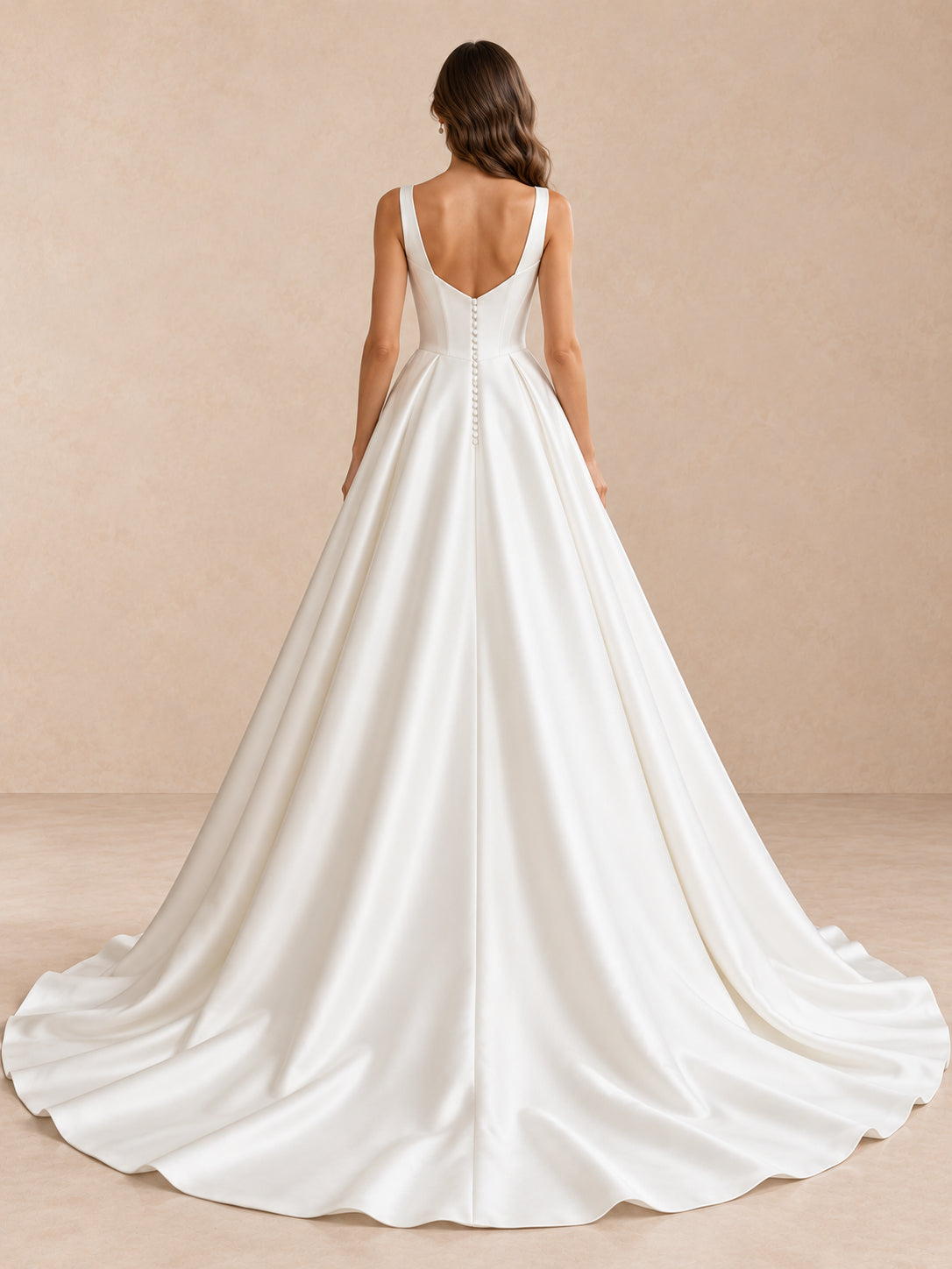 Sweetheart Neckline Satin A-Line Wedding Dress With Long Train